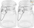 MIDELONG Spice Jars, 3oz Square Glass Jars with Hinged Glass Lid, Empty Spice Containers, Leak Proof Rubber Gasket for Home Kitchen Arts Crafts Decoration Snack Foods and Sauces, Pack of 2