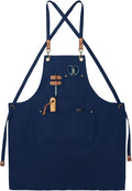Canvas Aprons, Kitchen Chef Aprons, Work Aprons for Men Women, Adjustable Strap Aprons with 3 Pockets
