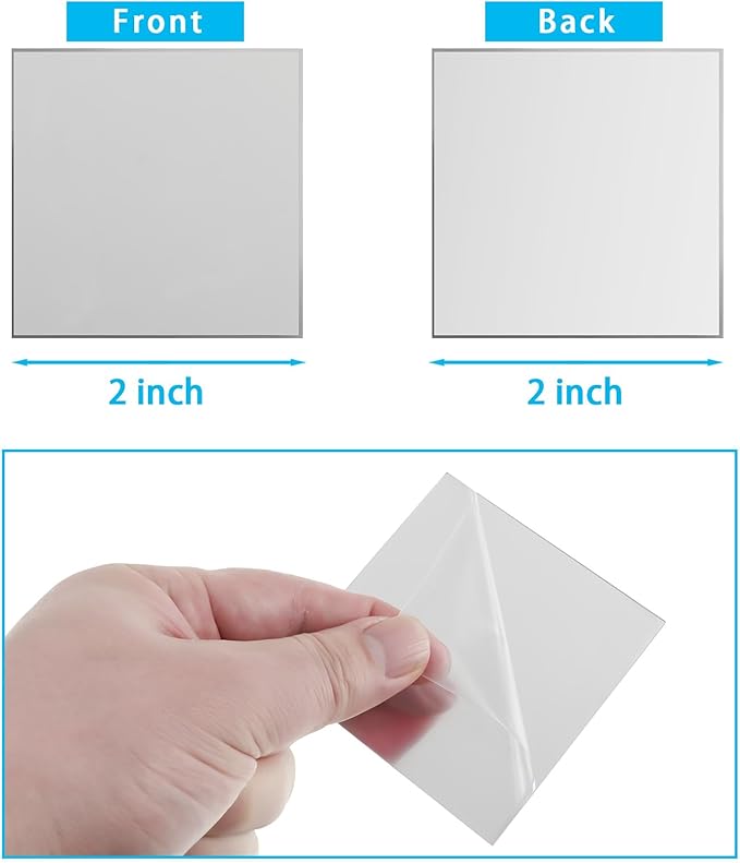 Jetec Mini Size Acrylic Square Mirror Adhesive Small Square Mirror Tiles for Crafts and DIY Projects Supplies(50 Pcs,2 Inches)