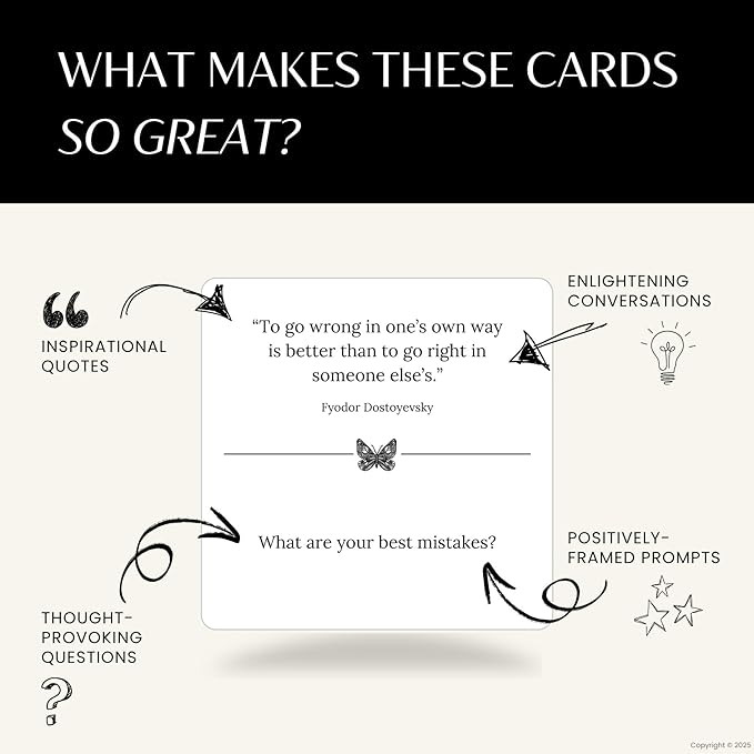 Conversation Cards – 54 Inspiring Quotes Paired with Questions to Spark Honest, Fun & Meaningful Conversations for Couples, Families & Friends