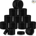 SATINIOR 12 Pack 4 oz Plastic Container Jars with Lids Round Clear Travel Cosmetic Container Slime Jar for Toiletries, Lotion, Cream, Ointment, Makeup, Rhinestone, Sample, Kitchen Storage(Pure Black)