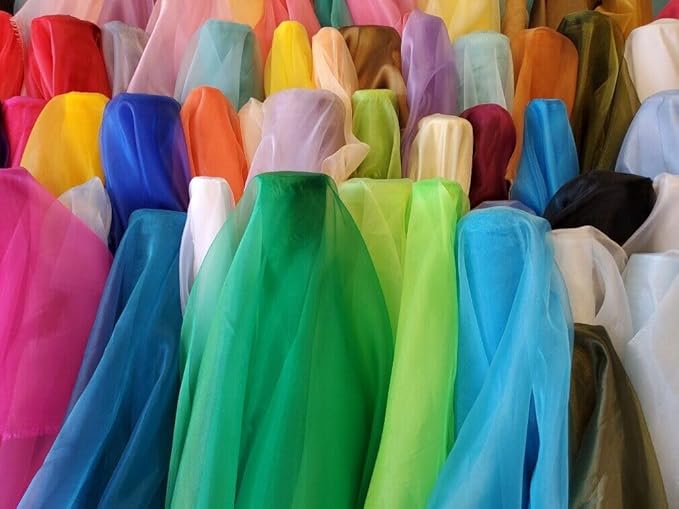 Organza Fabric 5 Yard Bridal Solid Sheer Organza Fabric Bolt for Wedding Dress, Fashion, Crafts, Decorations Silky Shiny Organza 44" - (5 Yard, Orange)