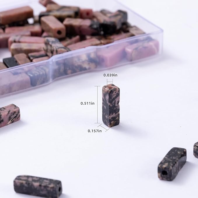 Natural Rhodochrosite Rectangle Tube Beads 4x13mm 38cm/str Loose Semi Gemstone Stone Beads for Making Bracelets Necklace Earrings