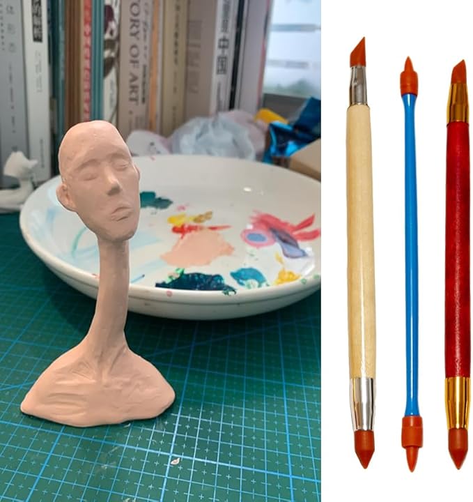 Polymer Clay Tools, Modeling Dotting Tools, Silicone Clay Sculpting Tool, Air Dry Clay Kit for Painting Embossing Scoring Modeling, Nail Art
