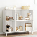 IOTXY Open Cube Low Bookcase - 2-Tier Freestanding Storage Display Cabinet Organizer with Legs for Home Office, 6-Cubes Open Shelf Short Bookshelf, White