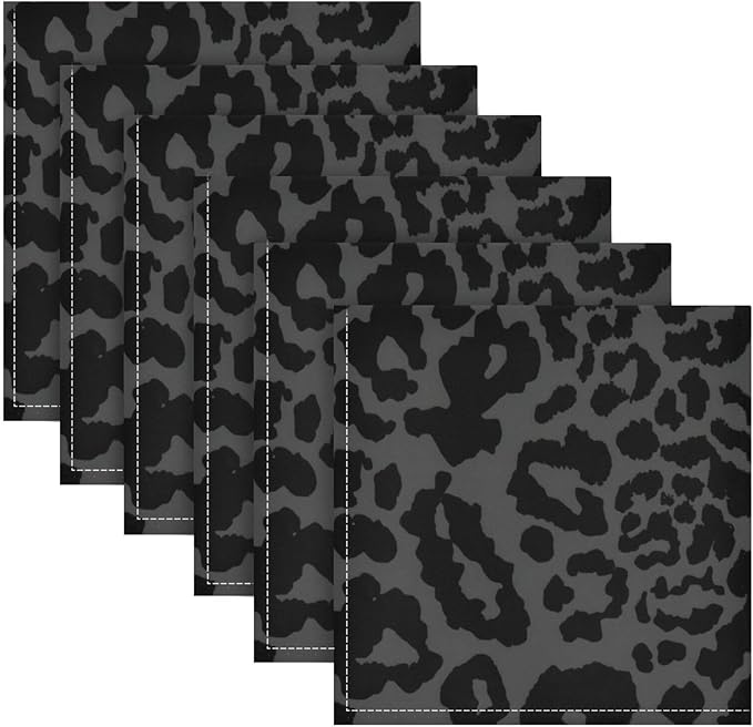 ALAZA Dark Gray Cheetah Leopard Print Cloth Napkins Set of 1, 20x20 Inch Washable and Reusable Napkin for Decoupage Dinner Party Everyday Use