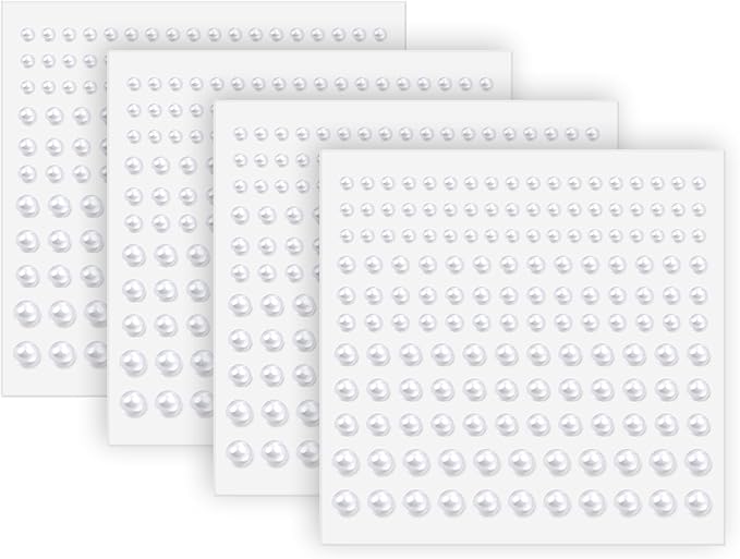 Pearl Stickers Self Adhesive Hair Pearls Gem White Jewel Sticker for Making Hair Decor Face,Body, Nail, Phone Art Craft Scrapbooking Embellishments Assorted Size 3mm/4mm/5mm/6mm (660)