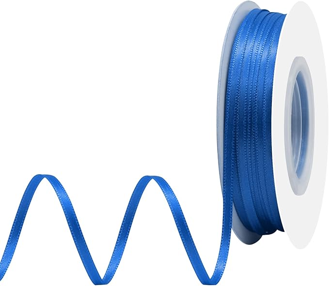 Royal Blue Satin Ribbon 1/8" X 50 Yards Solid Color Double Faced Ribbons Perfect for Crafts Wedding Decor Bow Making Arts Sewing and More