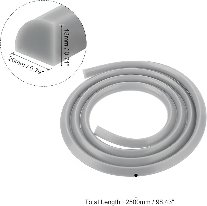 uxcell Flexible Molding Trim, 98 Inch Flexible Quarter Round Molding Silicone Peel and Stick Trim Self Adhesive Shower Water Barrier for Corner Decor Bathroom Kitchen, Grey