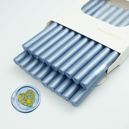 Wax Seal Stick, Ioggtser 20PCS Mini Glue Gun Wax Seal Stick for Wax Seal Stamp, Sealing Wax Sticks for Wedding Invitations, Cards, Envelopes (Gray Blue)