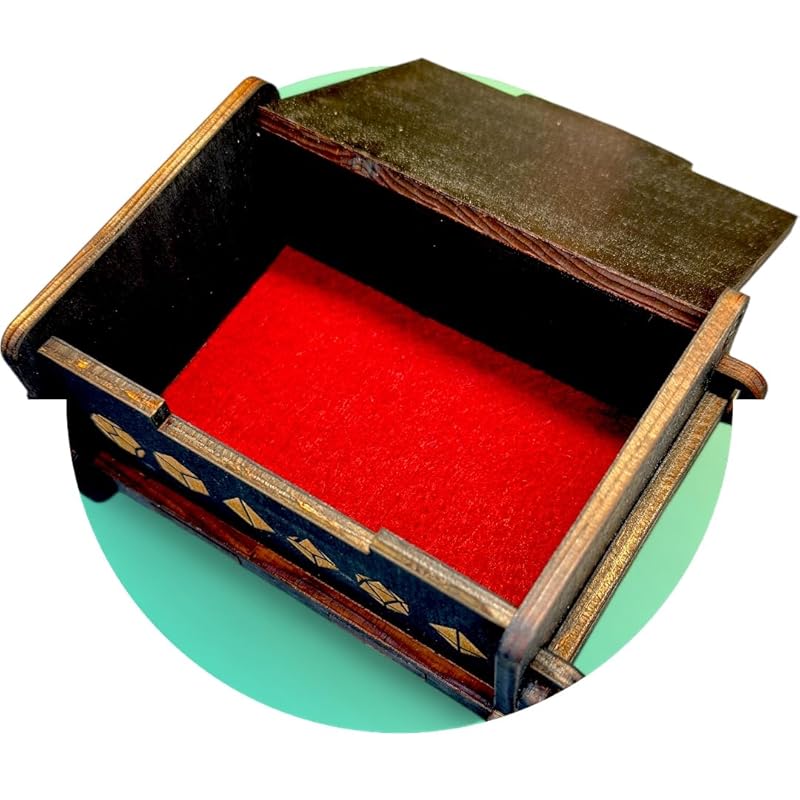 Dice Box - BLACK - 6x4x3 Also holds jewelry and great for desks and desk top items (The Red Dragon)