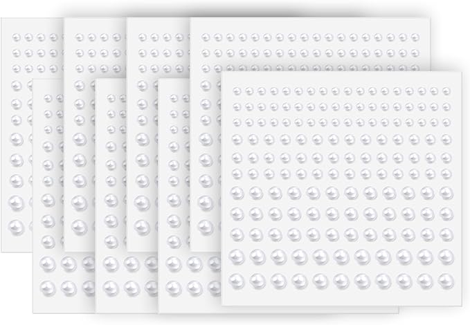 Pearl Stickers for Hair Decoration, Self-Adhesive Gems, 3-6mm White Jewels, Face Body Nail Art Craft (1320)