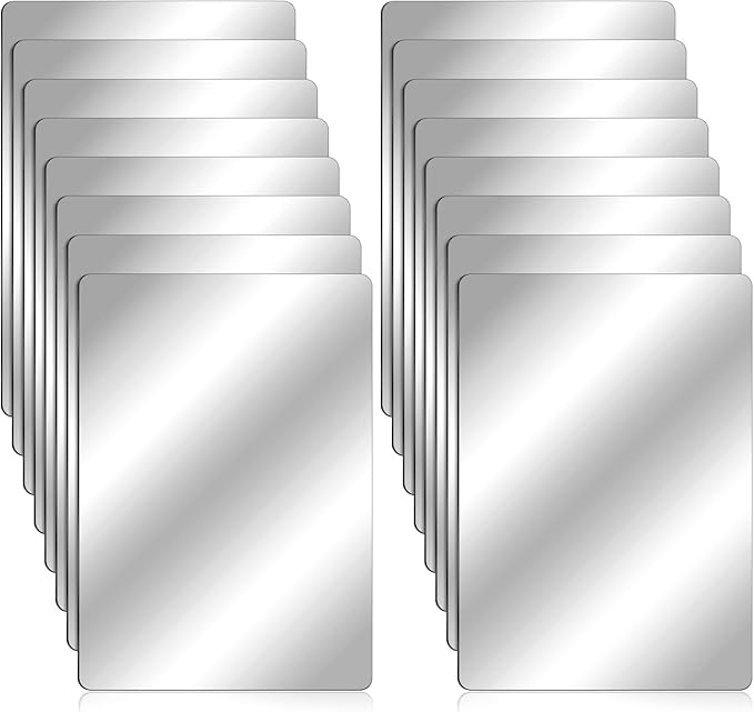 Marsui 64 Pieces Shatter Proof Plastic Mirror Craft 4 x 6 Inch Small Mirror Tiles Bulk with Soft Round Corners Double Sided Protective Film Reflector Sheets Art Craft Supply for Bathroom Home Decor