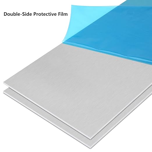 4Pack 5052 H32 Thin Aluminum Sheet Metal 6 x 12 x 0.012 (12Mil) Aluminum Plate Covered with Protective Film, Rectangle 0.3MM Thin Aluminum Metal Plate for Crafting, DIY, Handcraft, Backsplashes