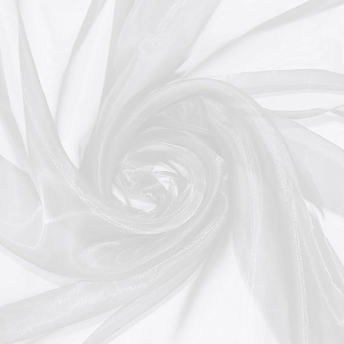 P Pothuiny Sheer Organza Fabric by The Yard, 10 Yards x 60 Inch Wide Bridal White Organza Tulle Fabric Roll Shiny Gauze Fashion Dress Sewing Craft for Wedding Party Decorations Backdrop