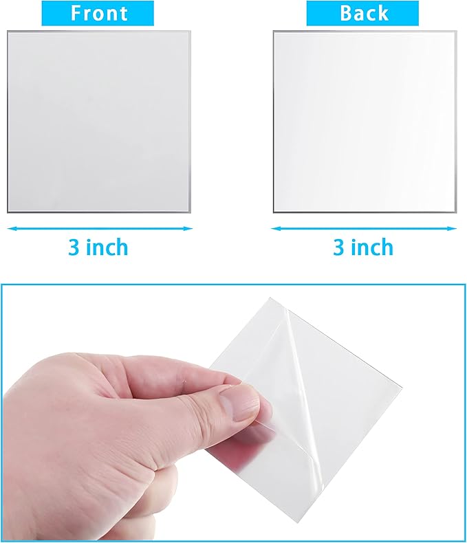 Jetec Mini Size Acrylic Square Mirror Adhesive Small Square Mirror Tiles for Crafts and DIY Projects Supplies(50 Pcs,3 Inches)