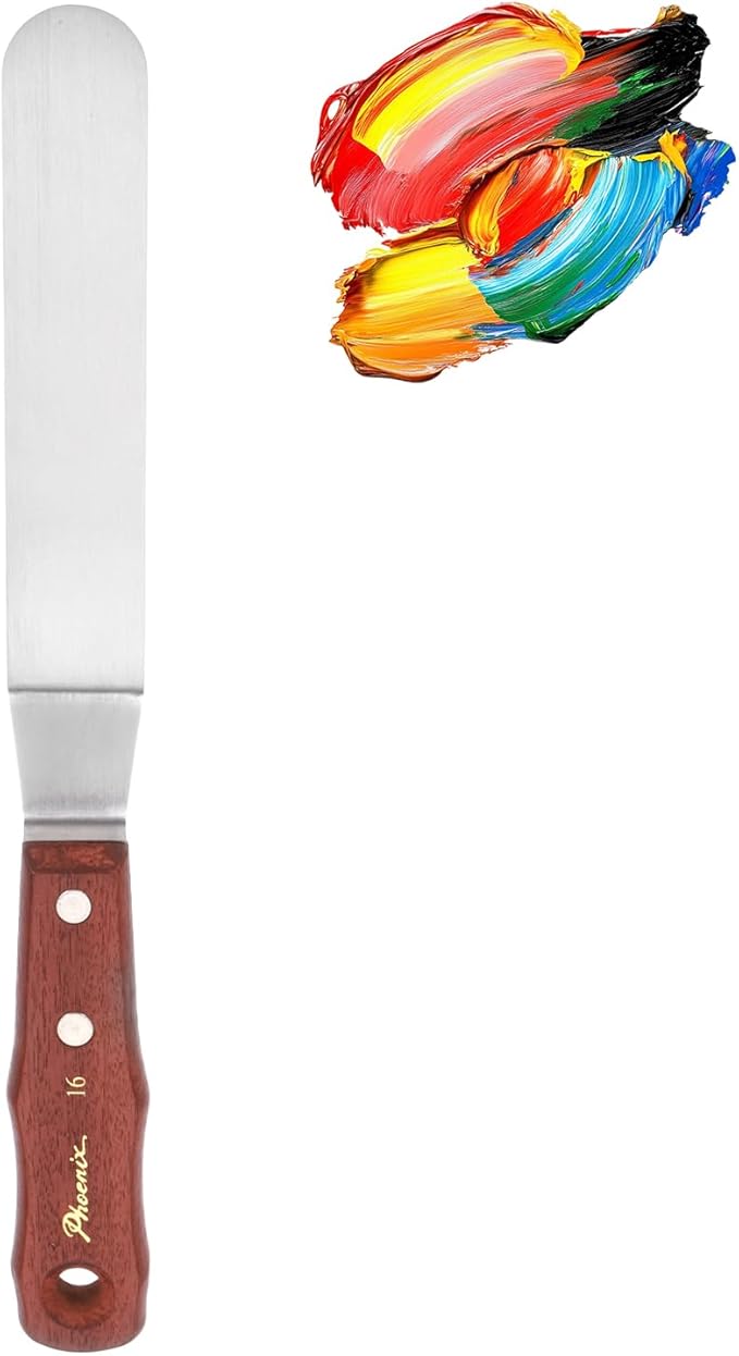 MECCANIXITY Pack of 1 Large Palette Knife No.16, 11.8" Long Palette Knives with Stainless Steel Flexible Spatula Pallet Knife and Wood Handle for Scraping, Mixing, Oil Acrylic Painting Canvas