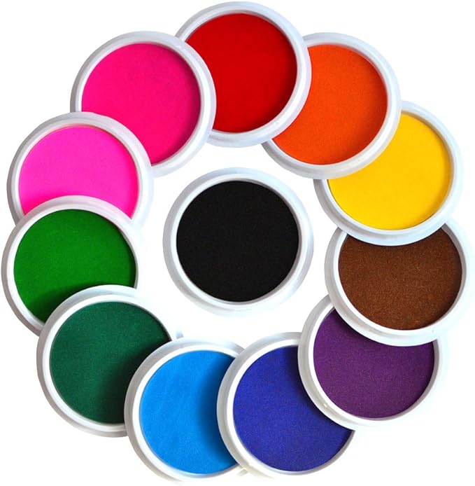 Myboree Washable Large Ink Pads for Kids Crafts Projects Rubber Stamps 12 Colors