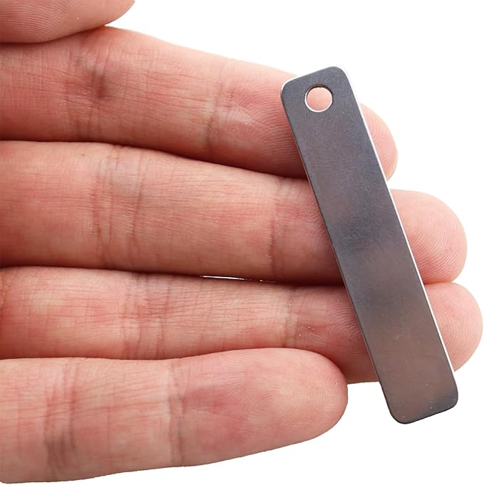 15PCS Metal Engraving Plate Stainless Steel Blank Stamping Rectangle Label 8th DIY Stamping Stamping Military Pendant Long Strip Tag