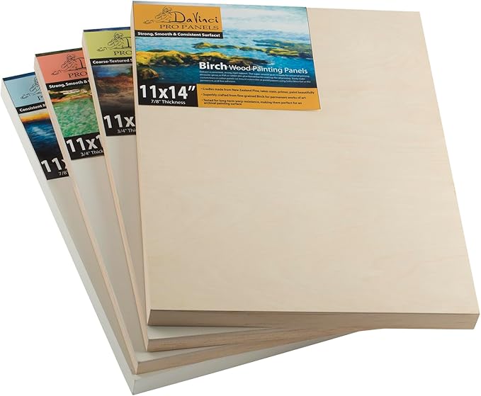 Da Vinci Pro Ultra Smooth Wood Canvas Gesso Board - 3/4" Deep, 10x10 Pack of 6 Single White Acrylic Polymer Gesso Panels for Painting Fine Portraits and Ultra Fine Detail Illustrations and Artwork