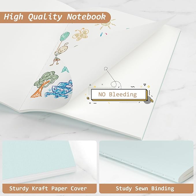 Oucaru Journaling Notebooks A5 Notebook college Blank Sketch Book 16 Pack Small Kraft Notebooks Bulk 8.3x5.5 Inches, 16 Colors Drawing Notebook Soft Cover Steno Pads School Supplies