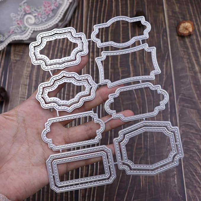 Mvchifay Cutting Dies for Card Making Metal Die-Cuts Scrapbooking Tool Hollow Frame DIY Craft Punch Template Embossing for Paper Album Decor (Various Labels-12.8x15.5cm)