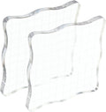 PATIKIL 4" x 4" Acrylic Stamp Block, 2 Pack Clear Stamping Block with Grid Lines Decorative Mounting Blocks Wave for Scrapbooking DIY Crafts Card Making