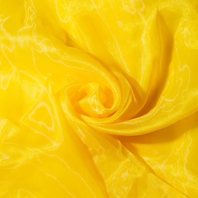 Organza Fabric 5 Yard Bridal Solid Sheer Organza Fabric Bolt for Wedding Dress, Fashion, Crafts, Decorations Silky Shiny Organza 44" - (5 Yard, Yellow)