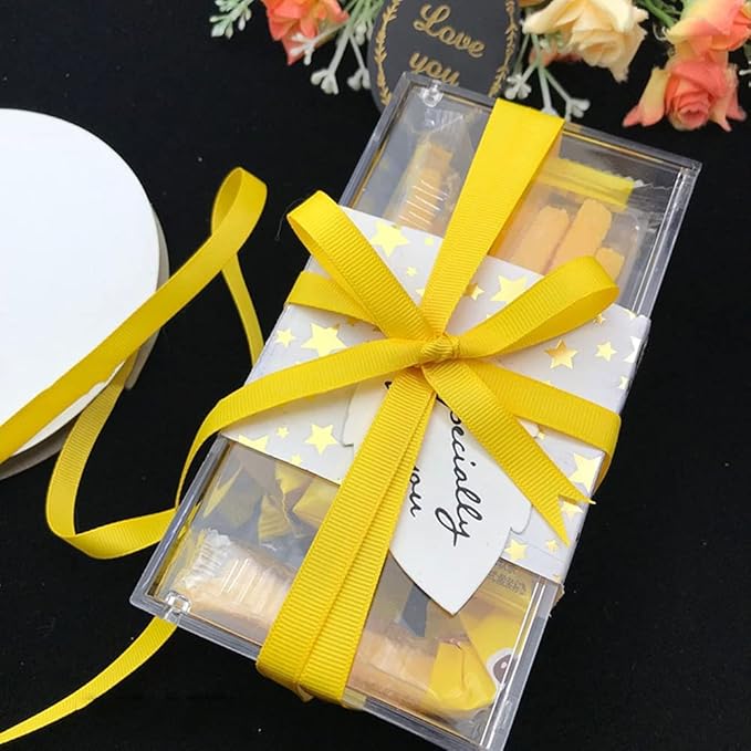 LIUYAXI 1/2" X 50 Yards Solid Yellow Grosgrain Ribbon, Perfect for Crafts, Wedding Decor, DIY Hair Accessories, Sewing, Gift Package Wrapping and More