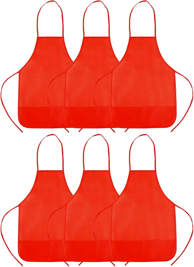 CHRORINE 6/12/24 Pack Kids Painting Apron Toddler Art Aprons for Kids Paint Apron Smock for Painting Cooking Craft Activity