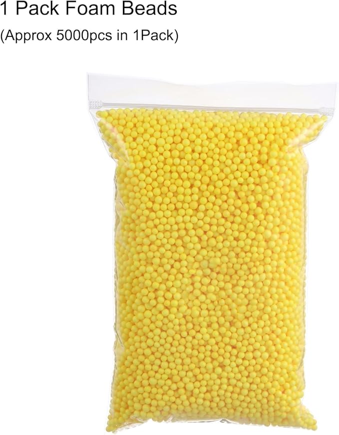 MECCANIXITY Foam Beads Foam Balls 4-6mm for Wedding and Party Decorations, Tiny Packing Balls, Arts DIY Crafts Supplies (Light Yellow,1 Pack Approx 5000pcs)