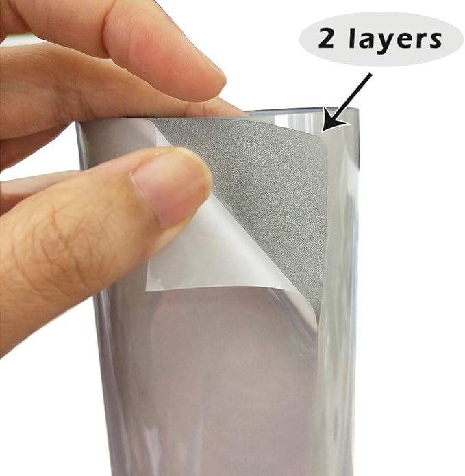 guangyintong Reflective Light Grey Heat Transfer Vinyl HTV Rolls, 12" x 8ft Reflective Iron on Vinyl for T-Shirts, Light Grey HTV Vinyl for All Cutter Machine Easy to Cut & Weed for HTV DIY Design