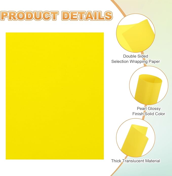 MECCANIXITY 60 Sheet Colored Vellum Paper 8.5" x 11", 100gsm Translucent Printable Vellum Sheets for Printing Wedding Invitations Inkjet Laser Printer, Yellow