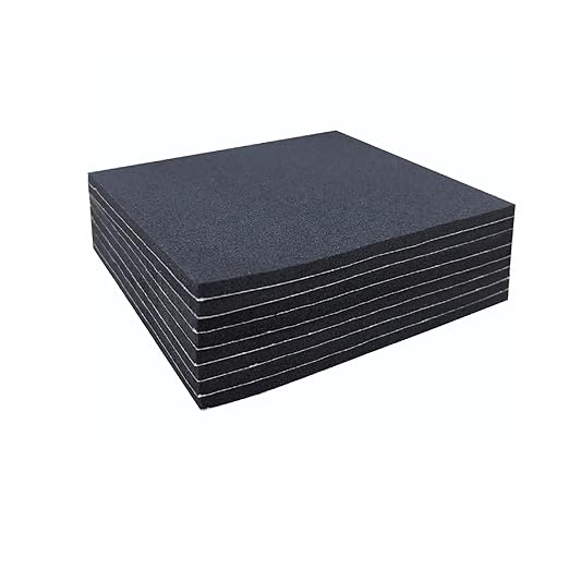 Adhesive Foam Padding, 8 Pieces Neoprene Foam Anti Vibration Pads High Density Closed Cell Foam Sheet, Insulation Soundproofing Black (6" x 6" x 1/16", 8 Pcs)