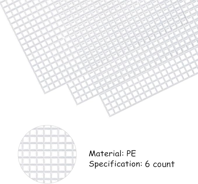 Pllieay 33-Piece Mesh Canvas Kit: 15 Clear Canvas, 12 Colors, Acrylic Yarn & Embroidery Tools for Plastic Craft
