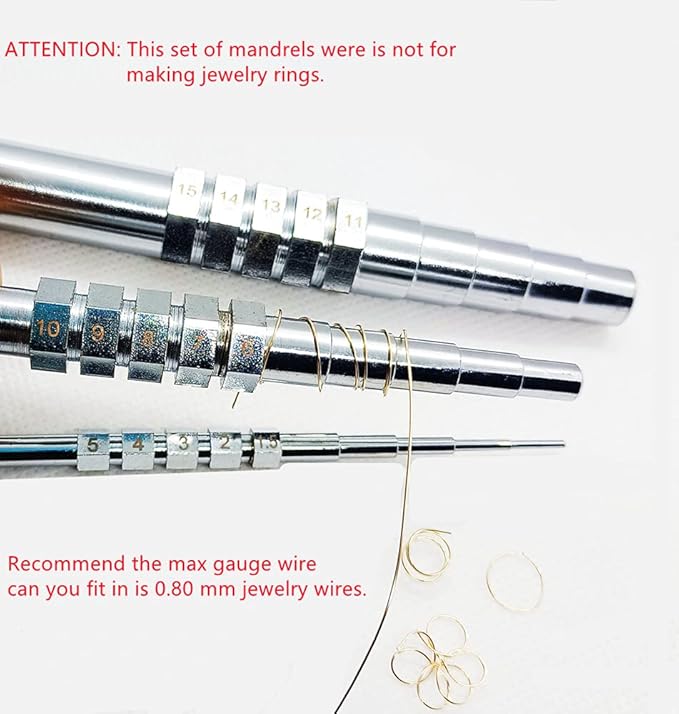 MMoon-L&F Wire Looping Wrapping Step Mandel Steel Round Bead Working Loop Jump Ring Metal Jewelry Forming Tool with 3pcs and 15 Sizes