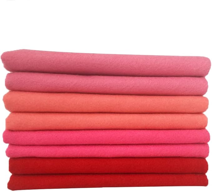 4pcs Thick 1.4mm Soft Felt Fabric Sheet Assorted Color Felt Pack DIY Craft Sewing Squares Nonwoven Patchwork (92x90cm Pink)