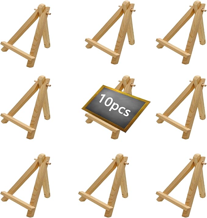 5.9 Inch Mini Wood Display Easel, 10 Pcs Tabletop Easels for Displaying Photos, Picthres