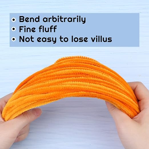 60 PCS Orange Pipe Cleaners, Pipe Cleaners Chenille Stem,Pipe Cleaners Bulk,Art Pipe Cleaners for Creative Home Decoration Supplies and Crafts Project
