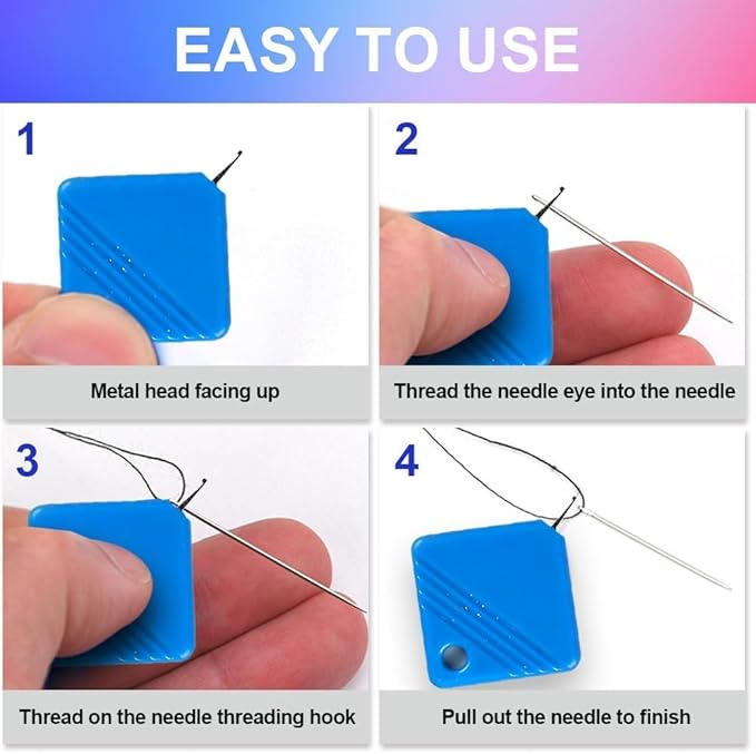 Automatic Needle Threaders for Hand Sewing, 2025 Upgrade Embroidery Floss, Sewing Machine Needle Threader, Sewing Supplies Tool, Fits All Needle Sizes (5, Green)