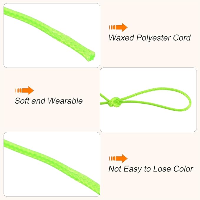 MECCANIXITY Waxed Cord 0.8mm Waxed Polyester Cord 175 Yard Wax String for Bracelet Making,Necklaces, Beading,Jewelry Making and DIY Crafts(Green)