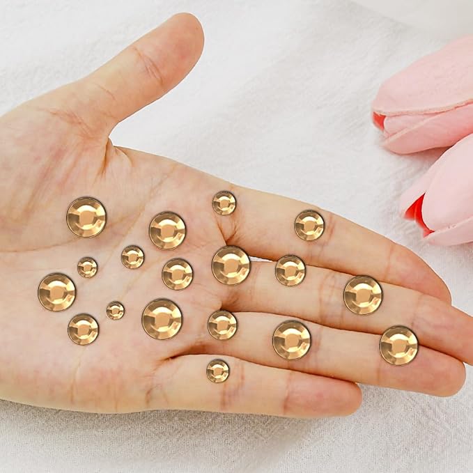 1799 Pcs 4 Sheets Rhinestone Stickers 3/4/5/6 mm Self Adhesive Rhinestones Gems for Face Eyes Makeup Hair Body (Light orange-3/4/5/6mm)