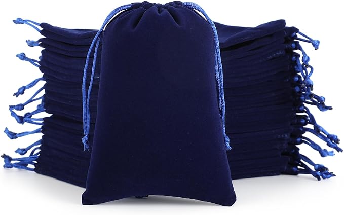 Velvet Drawstring Jewelry Bag, 50Pcs Blue Coin Pouch, 4x6 Tarot Card Holder For Wrapping Halloween Party Favors, Small Jewelry, Small Bussiness, Pendents, Bracelet, Customers