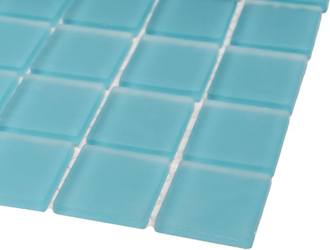 1"x1" Sea Blue Matte Finished Glass Mosaic Tile (Sample Swatch- 5"x4")