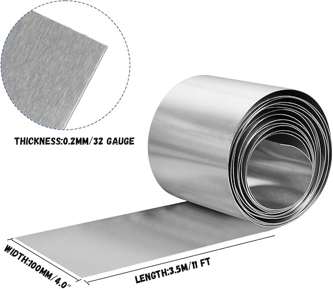 Aluminum Flashing Roll，Aluminum Sheet Roll 3500x100x0.2mm(LxWxT) Applicable to Various House Repair and DIY Projects