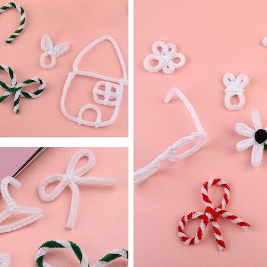 110 PCS White Pipe Cleaners, Christmas Craft Pipe Cleaners, Art Pipe Cleaners for Creative Home Decoration Supplies Arts and Crafts Project