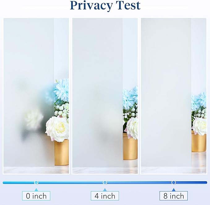 Haton Window Privacy Film Frosted Glass for Bathroom, Static Cling UV Sun Blocking Window Clings, Opaque Decorative Coverings Removable Sticker Heat Control Tint for Home Door, Pure 35.4" x 157.4"