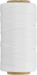 PATIKIL 284 Yard Flat Waxed Thread 150D 1mm Leather Sewing Cord for Repairing Shoes Bags Wallets Jewelry Making DIY Leather Craft, White