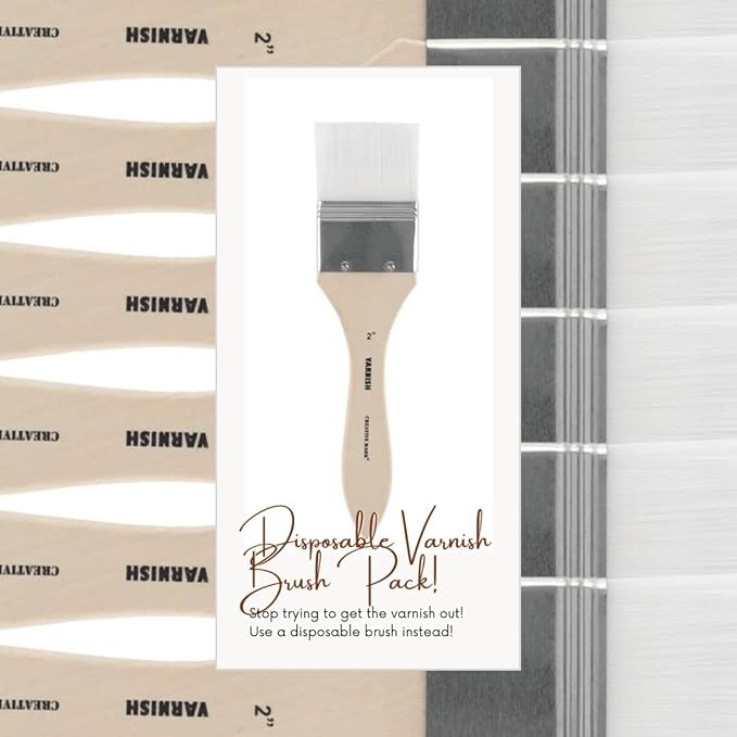 Jerry's Artarama InstaVar™ Gloss Picture Varnish & Varnish Brush Sets - Perfect for Varnish Paintings, Artists, Professionals, Restoration, & More! - 33.8oz Bottle w/ Set of 6 Brushes