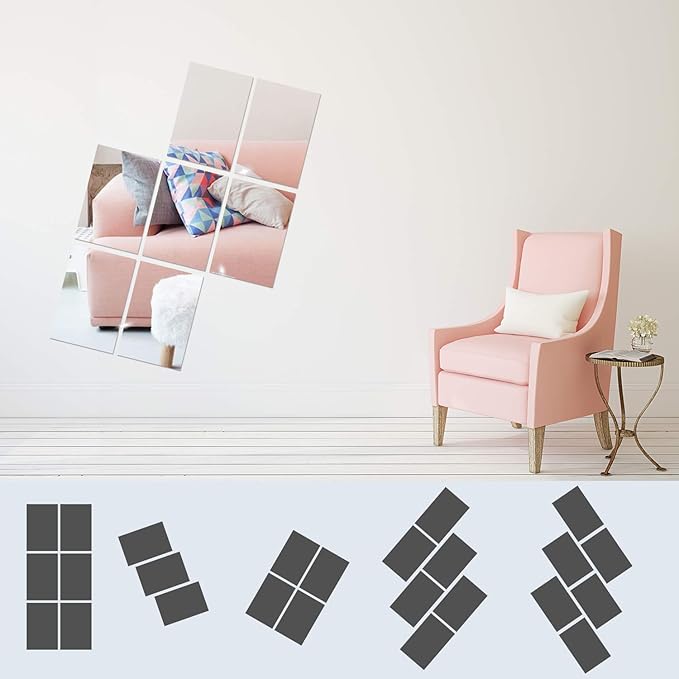 BBTO 20 Pcs Mirror Sheets, 4''x 6'' Self Adhesive Non Glass Cut to Size Mirror Stickers Tiles, Safe Unbreakable Plastic Small Frameless for Classroom, Childroom & DIY Craft